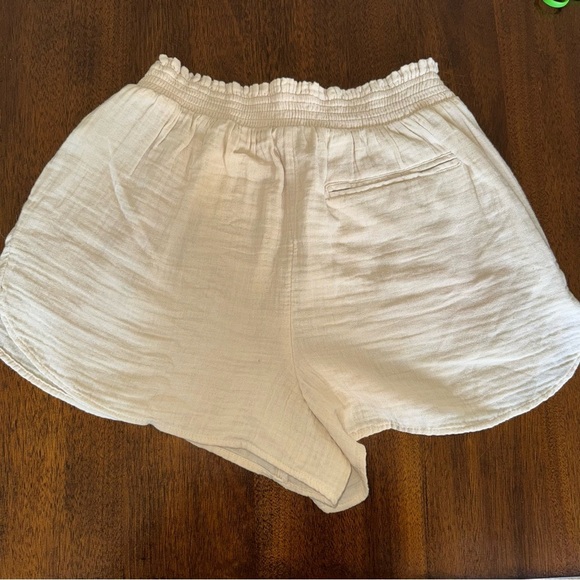 Aerie Gauzy High Waisted Shorts Beige Cotton Size Large - Picture 5 of 8